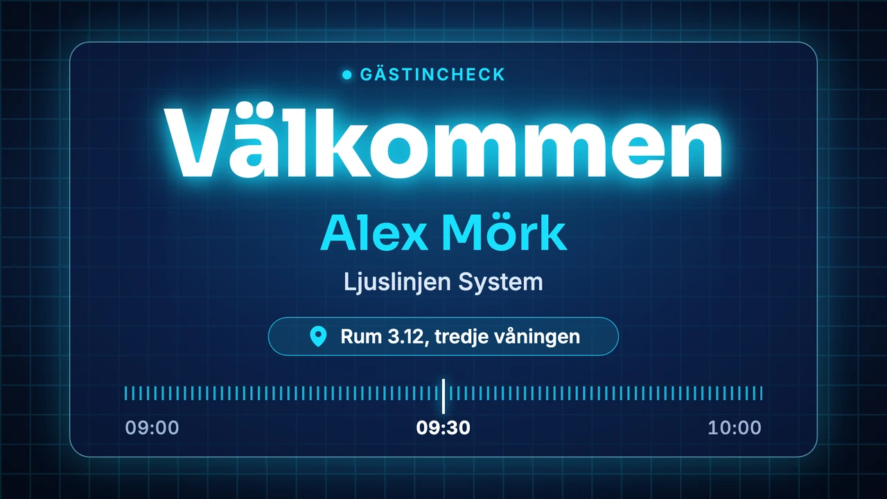 Besökshälsning på glaspanel