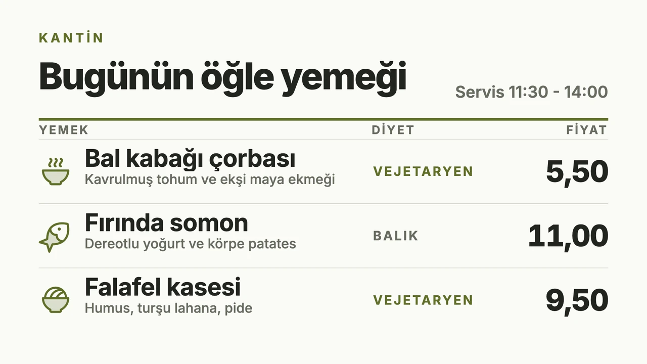 Diyet etiketli öğle tablosu