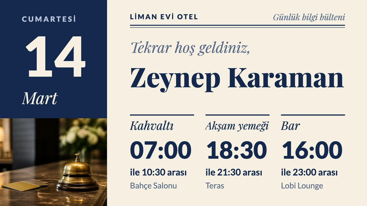 Günlük bülten otel karşılama