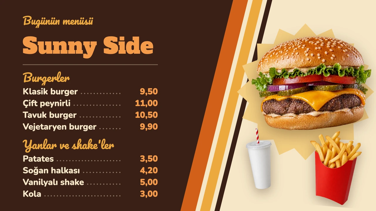 Retro diner altlık menüsü