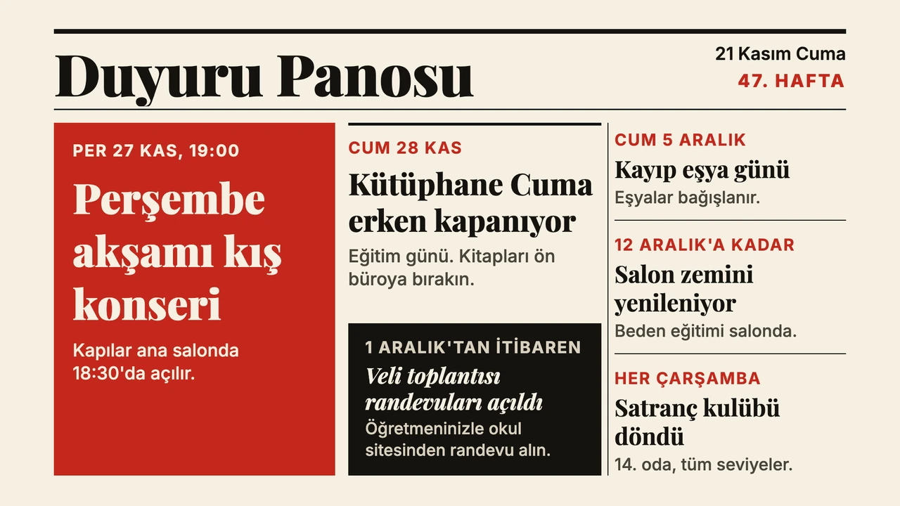 Birinci sayfa duyuruları