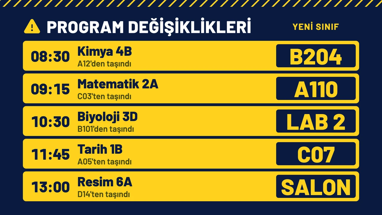 Ders değişikliği panosu