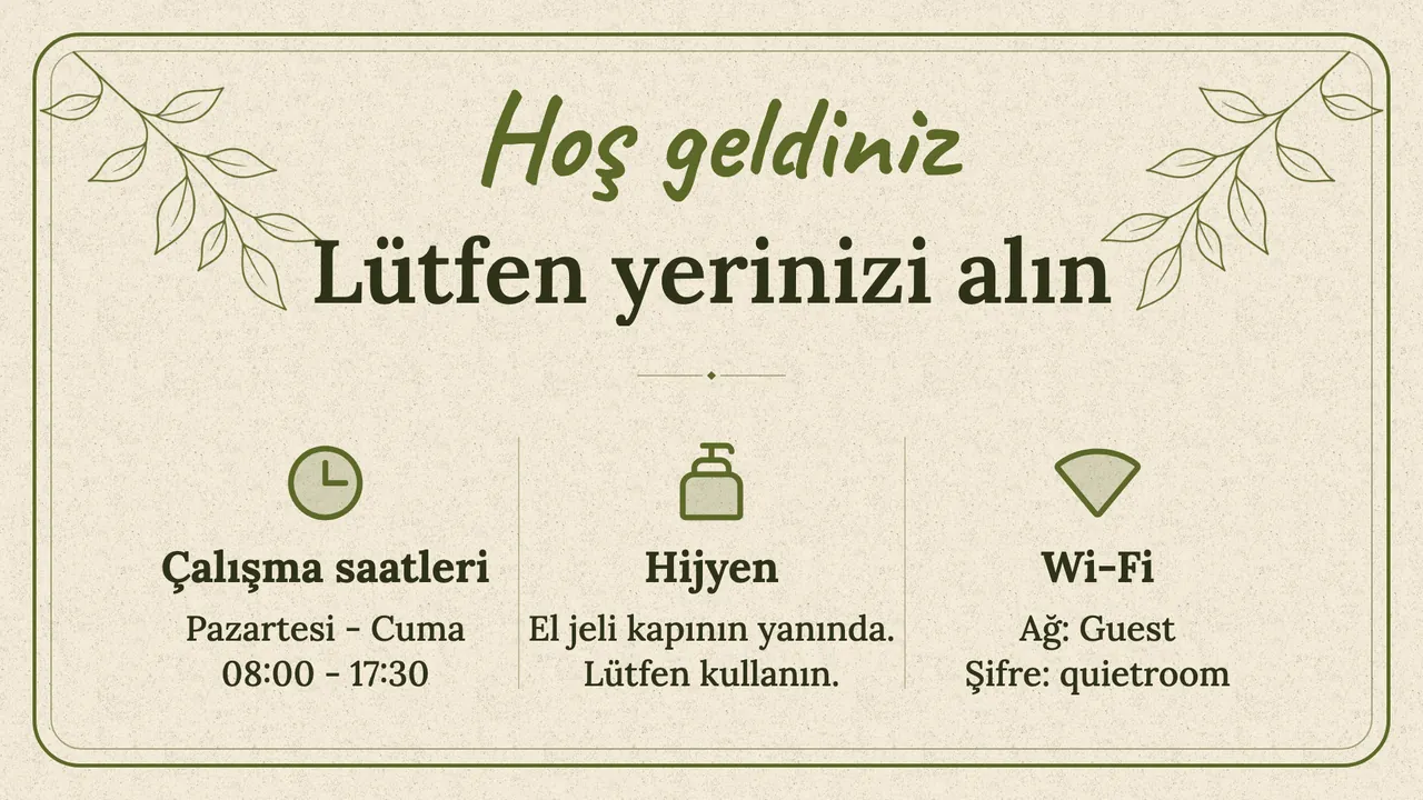 El yazılı bekleme kartı