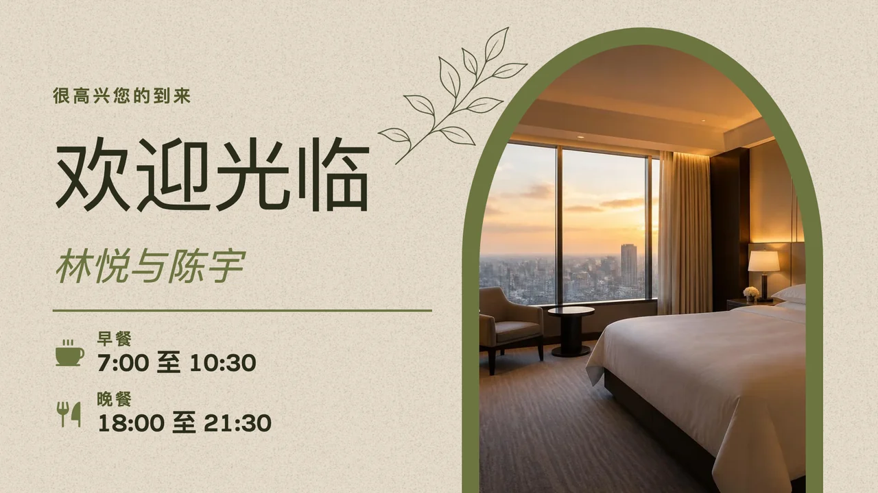 橄榄绿拱窗酒店欢迎