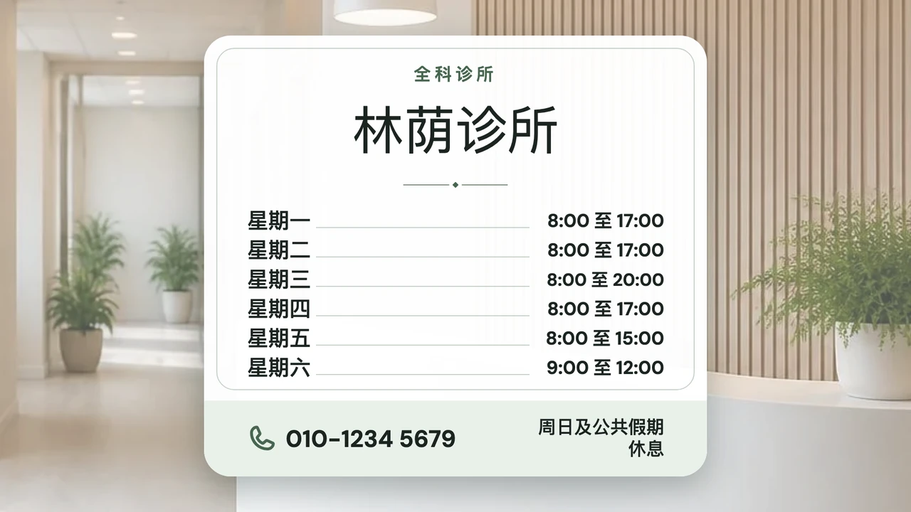 卡片式诊所营业时间